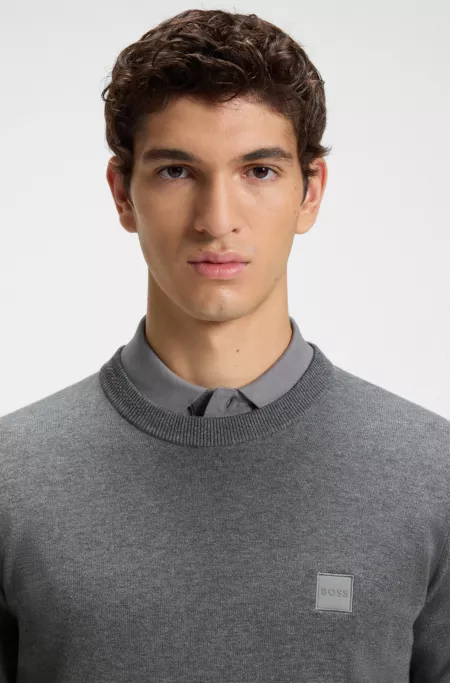 Cotton-cashmere sweater with logo label