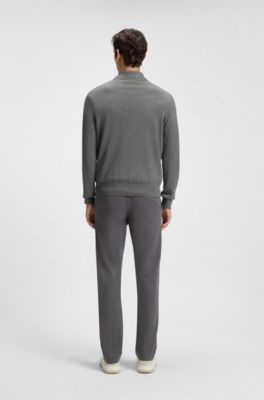 Cotton-blend sweater with logo patch, Grey