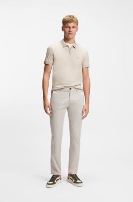 Knitted sweater in cotton and cashmere with logo label, Light Grey