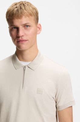 Knitted sweater in cotton and cashmere with logo label, Light Grey