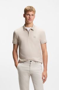 Knitted sweater in cotton and cashmere with logo label, Light Grey