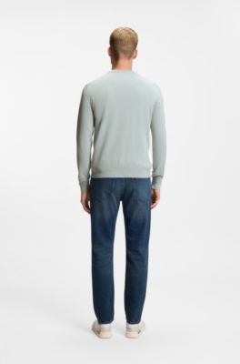 Logo-patch sweater in a cotton blend with cashmere, Light Grey