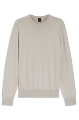 BOSS - ニットセーター コットン/カシミア ロゴラベル - ライトグレー