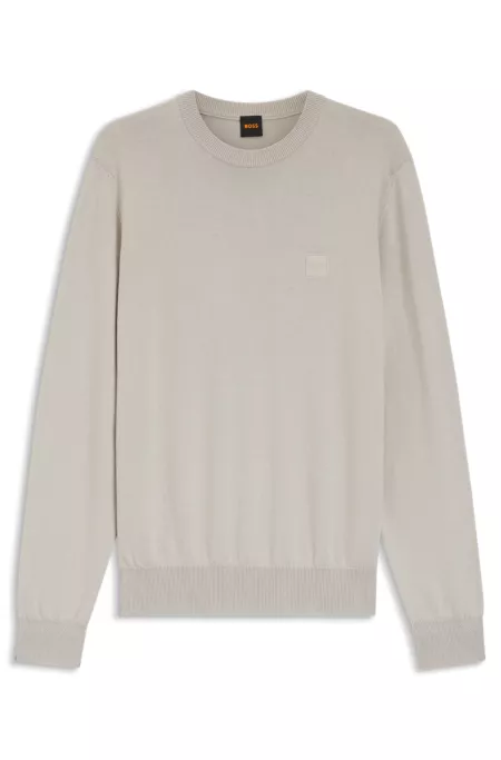 Cotton-cashmere sweater with logo label
