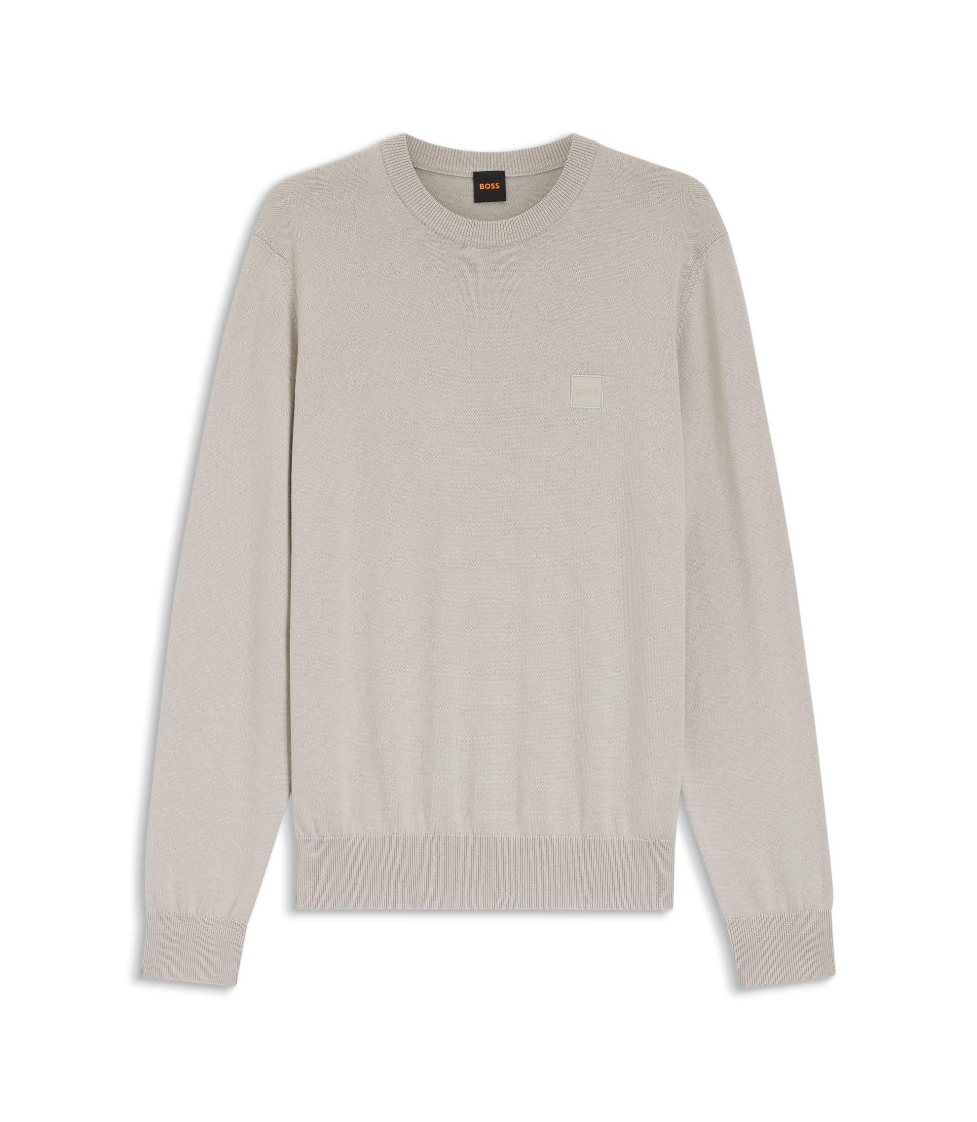BOSS - ニットセーター コットン/カシミア ロゴラベル - ライトグレー