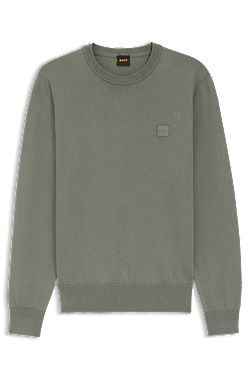 Cotton-blend sweater with logo patch