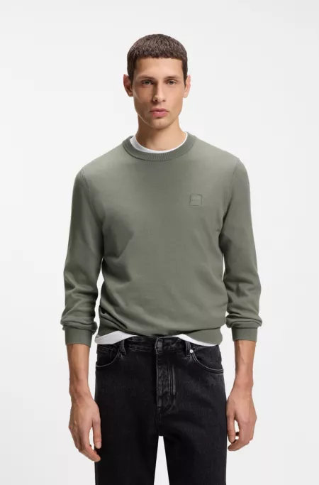 Pull en maille de coton et de cachemire avec étiquette logo