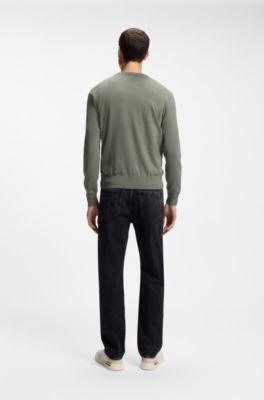 Cotton-blend sweater with logo patch, Grey