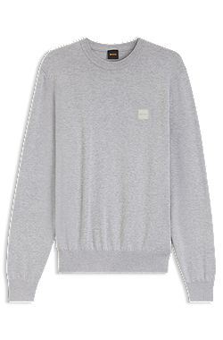 Cotton-blend sweater with logo patch