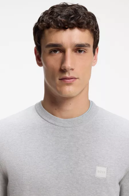 Logo-patch sweater in a cotton blend with cashmere