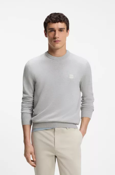 Logo-patch sweater in a cotton blend with cashmere