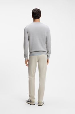 Cotton-blend sweater with logo patch, Light Grey