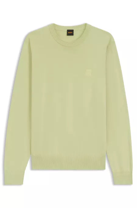 Knitted sweater in cotton and cashmere with logo label