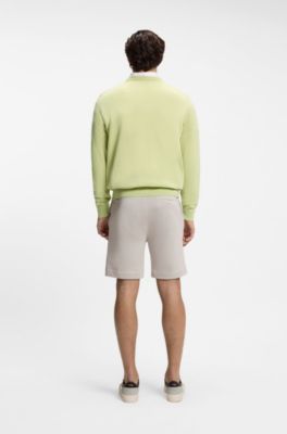 Cotton-blend sweater with logo patch, Light Green