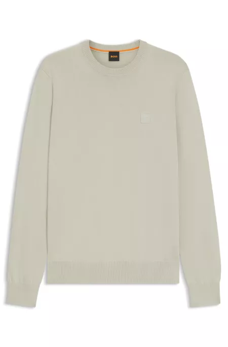 Cotton-blend sweater with logo patch