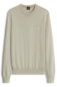 Pull en coton m&eacute;lang&eacute; avec &eacute;cusson logo, Beige clair