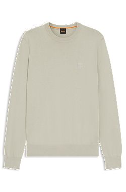 Logo-patch sweater in a cotton blend with cashmere