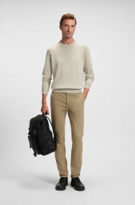 Logo-patch sweater in a cotton blend with cashmere, Light Beige