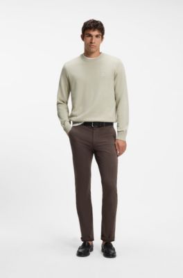 Pullover aus Baumwoll-Mix mit Logo-Patch, Hellbeige
