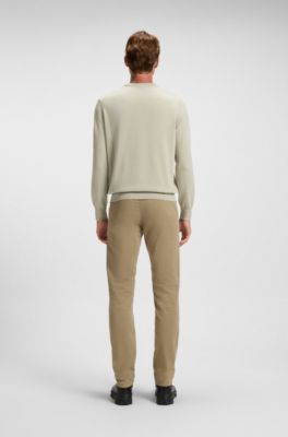 Pull en maille de coton et de cachemire avec &eacute;tiquette logo, Beige clair