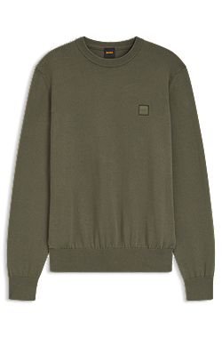 Cotton-blend sweater with logo patch