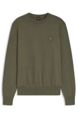 Logo-patch sweater in a cotton blend with cashmere 1