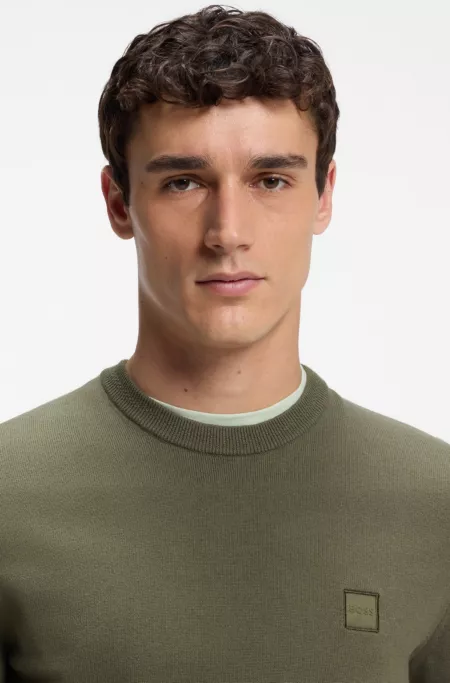 Pullover aus Baumwoll-Mix mit Kaschmir-Anteil und Logo-Patch