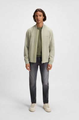 Knitted sweater in cotton and cashmere with logo label, Olive