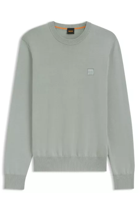 Cotton-cashmere regular-fit sweater with logo patch
