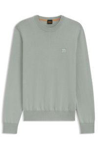 Cotton-cashmere regular-fit sweater with logo patch, Light Green