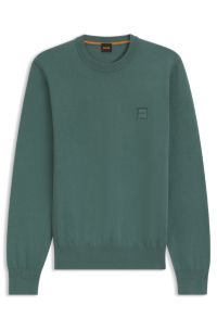Cotton-cashmere sweater with logo label, Green