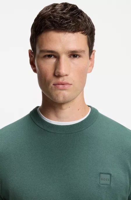 Cotton-cashmere sweater with logo label