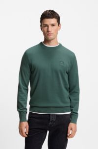 Jersey de algodón y cashmere con etiqueta con logo, Verde