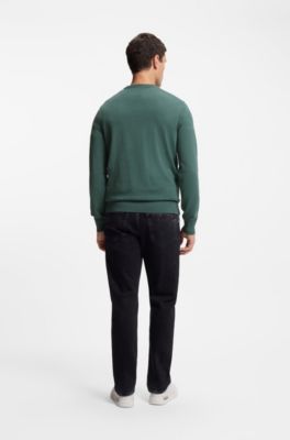 Trui van een katoenmix met kasjmier met logopatch, Groen
