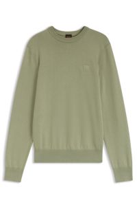 Cotton-blend sweater with logo patch, Light Green
