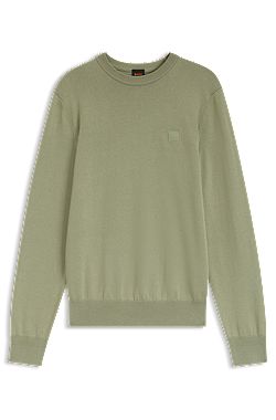 Cotton-blend sweater with logo patch
