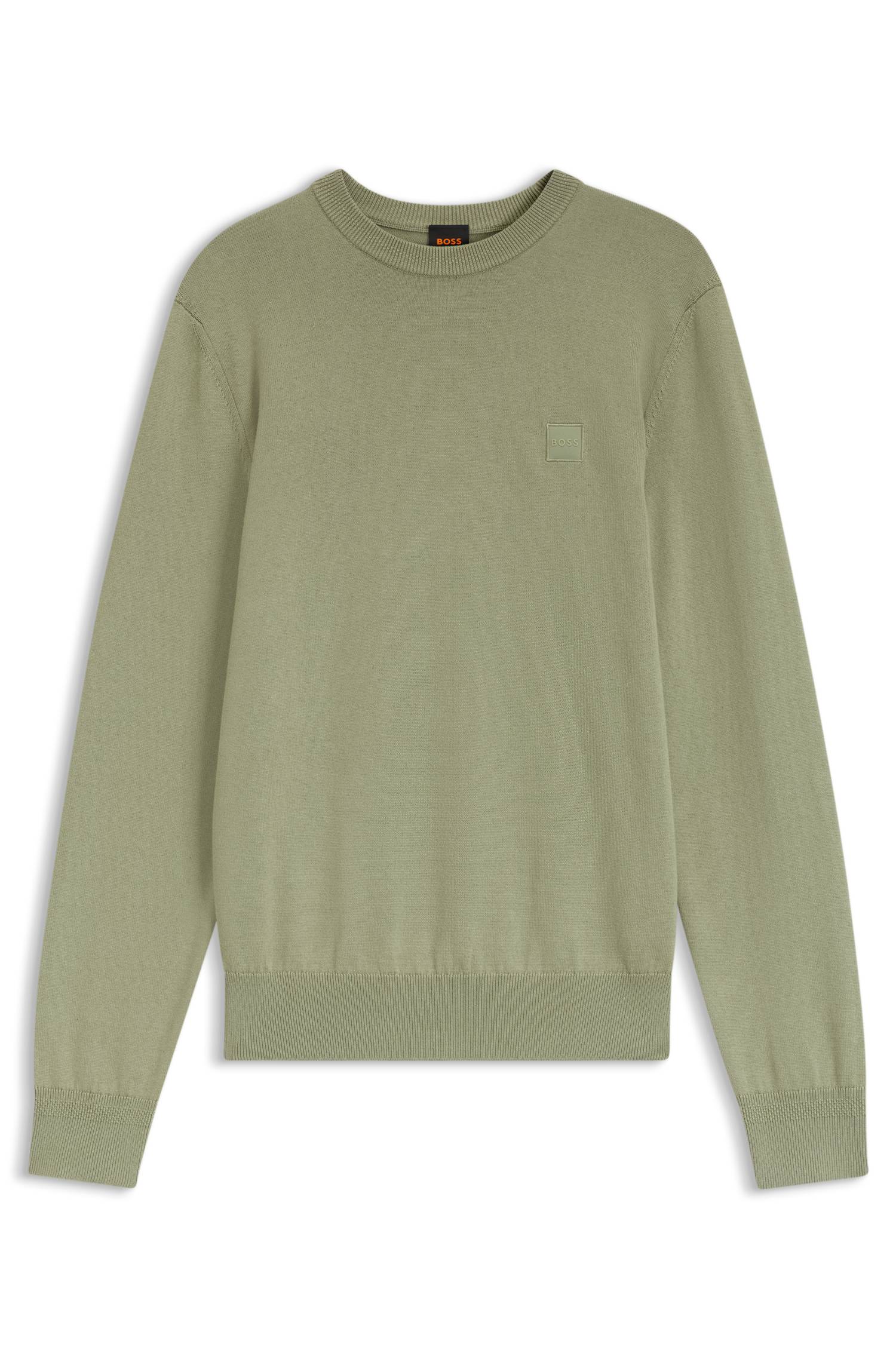 Boss Cotton-blend sweater with logo patch stickade tröjor herr – bild 4