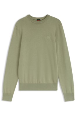 Boss Uomo Calce Maglione In Misto Cotone Con Patch Con Logo