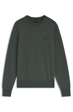 Cotton-blend sweater with logo patch