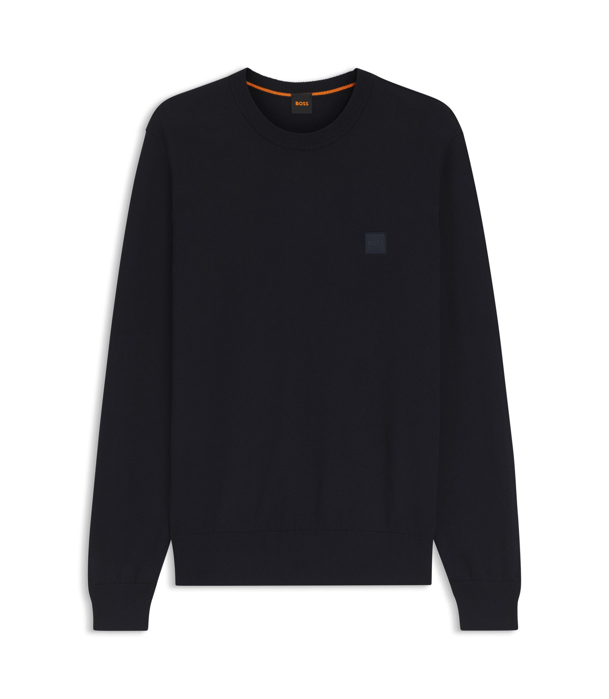BOSS - ニットセーター コットン/カシミア ロゴラベル - ダークブルー