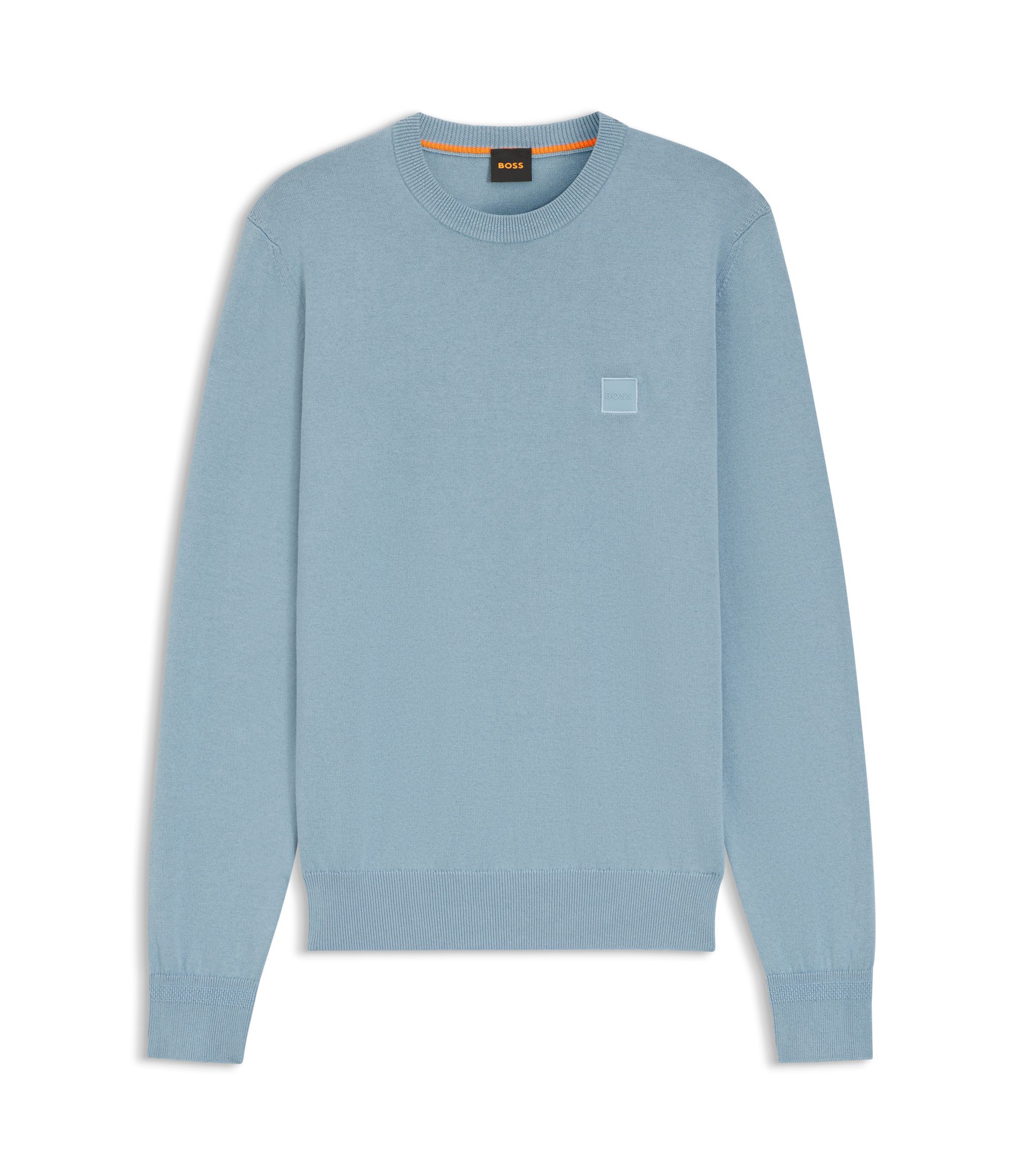 BOSS - ニットセーター コットン/カシミア ロゴラベル - ライトブルー