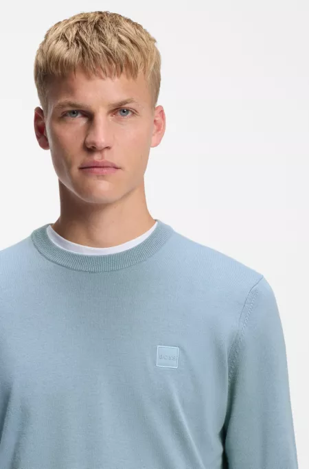 Cotton-cashmere sweater with logo label