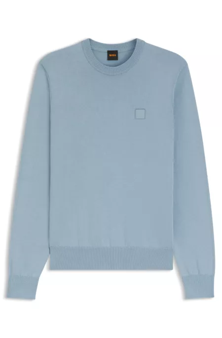 Knitted sweater in cotton and cashmere with logo label