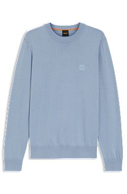 Logo-patch sweater in a cotton blend with cashmere
