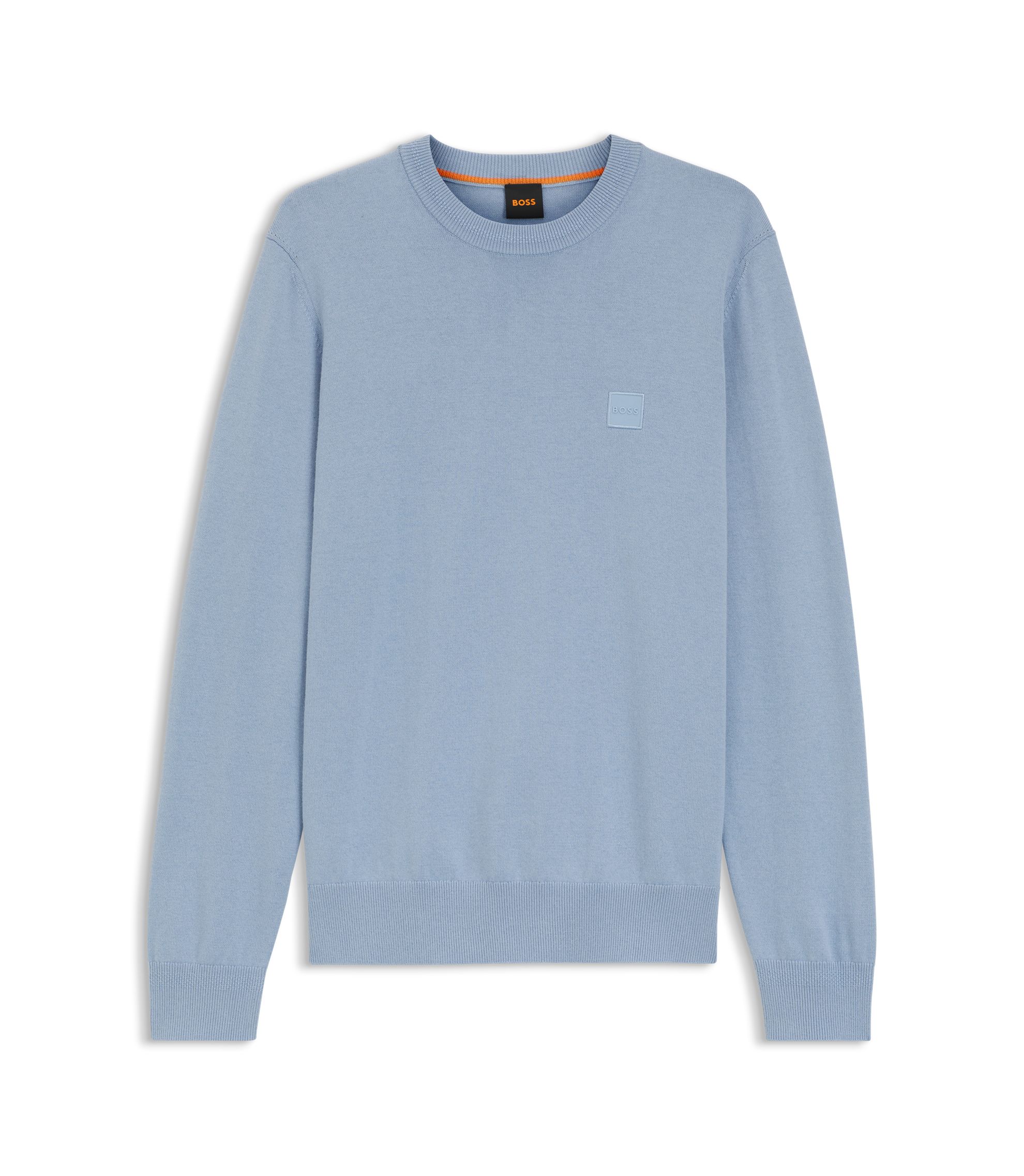 BOSS - ニットセーター コットン/カシミア ロゴラベル - ライトブルー