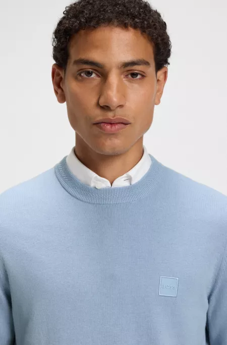 Cotton-cashmere regular-fit sweater with logo patch