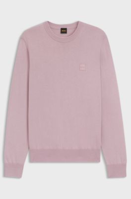 Cotton-blend sweater with logo patch, Light Purple