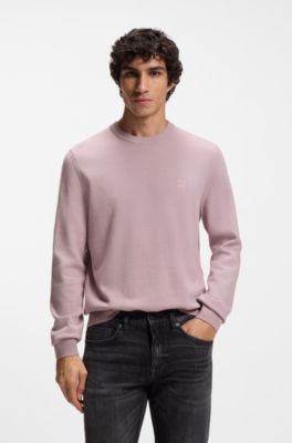 Cotton-blend sweater with logo patch, Light Purple