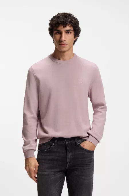 Cotton-blend sweater with logo patch