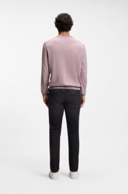 Cotton-blend sweater with logo patch, Light Purple